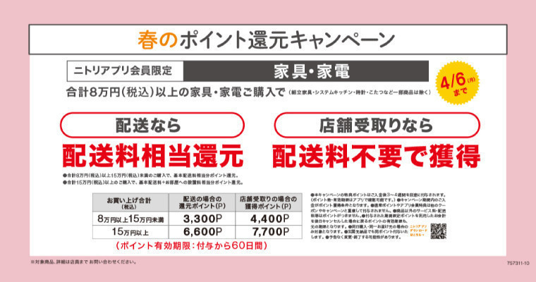 ニトリの新生活応援キャンペーン開催中！